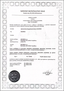 certifikát bezpečnostních dveří